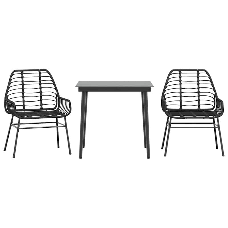 vidaXL Garden Dining Set Black - 31.5 x 31.5 x 29.1