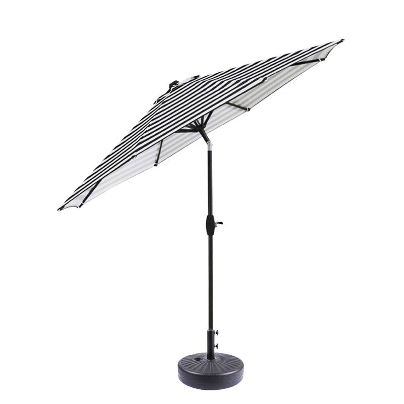 Holme 9-foot Patio Umbrella and Base Stand - Black Stripe