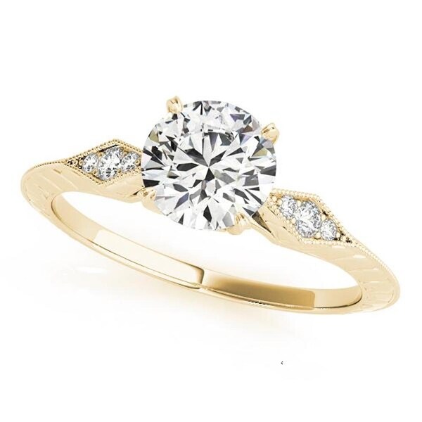 Auriya 14k Gold 1/2ct Vintage Moissanite and Diamond Engagement Ring 1/10ct TW. Opens flyout.