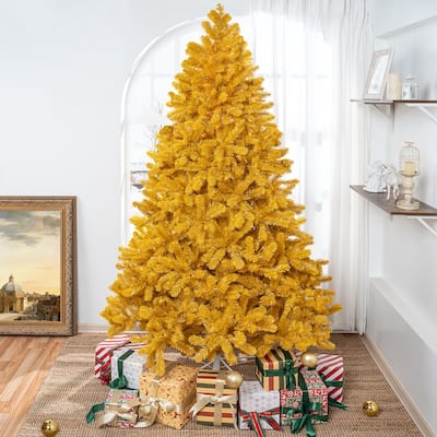 Maria Gold Christmas Tree Prelit, Realistic Artificial Christmas Tree with Lights