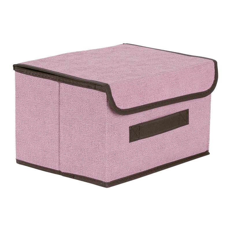 Collapsible Fabric Storage Bin Basket with Lid and Handle, Storage Cube for Shelves Closet Organizing Clothes Books - Pink - 10*7.5*6in