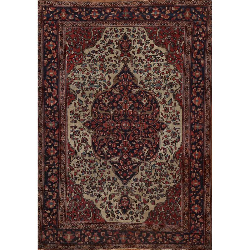 Pre-1900 Antique Sarouk Farahan Persian Rug Hand-knotted Wool Carpet - 3'6" x 5'1"