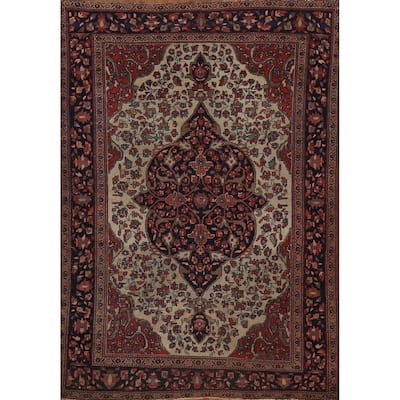 Pre-1900 Antique Sarouk Farahan Persian Rug Hand-knotted Wool Carpet - 3'6" x 5'1"