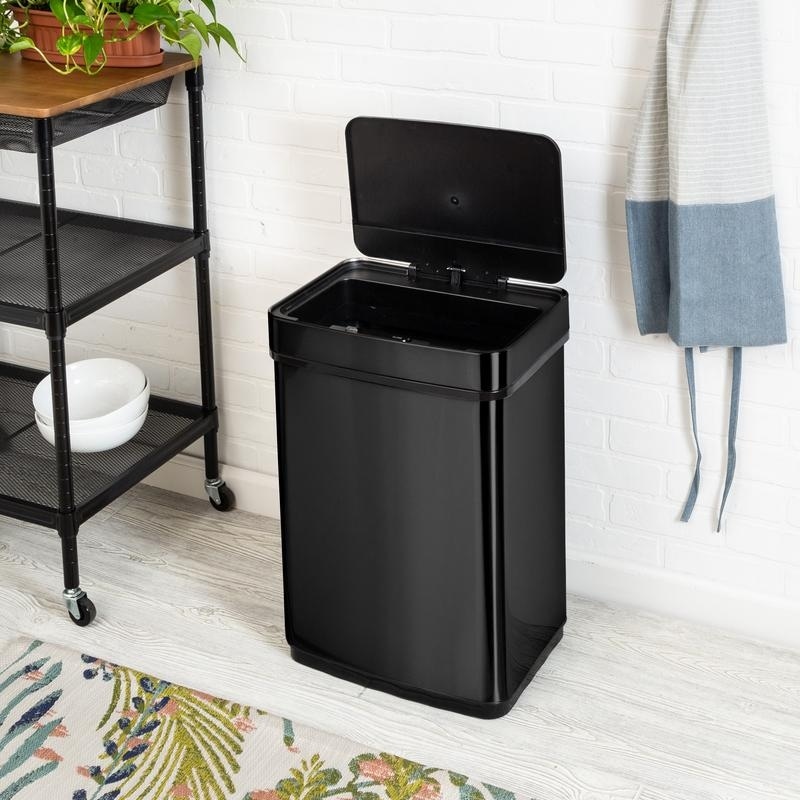 50L Black Stainless Steel Motion Sensor Trash Can On Sale Bed