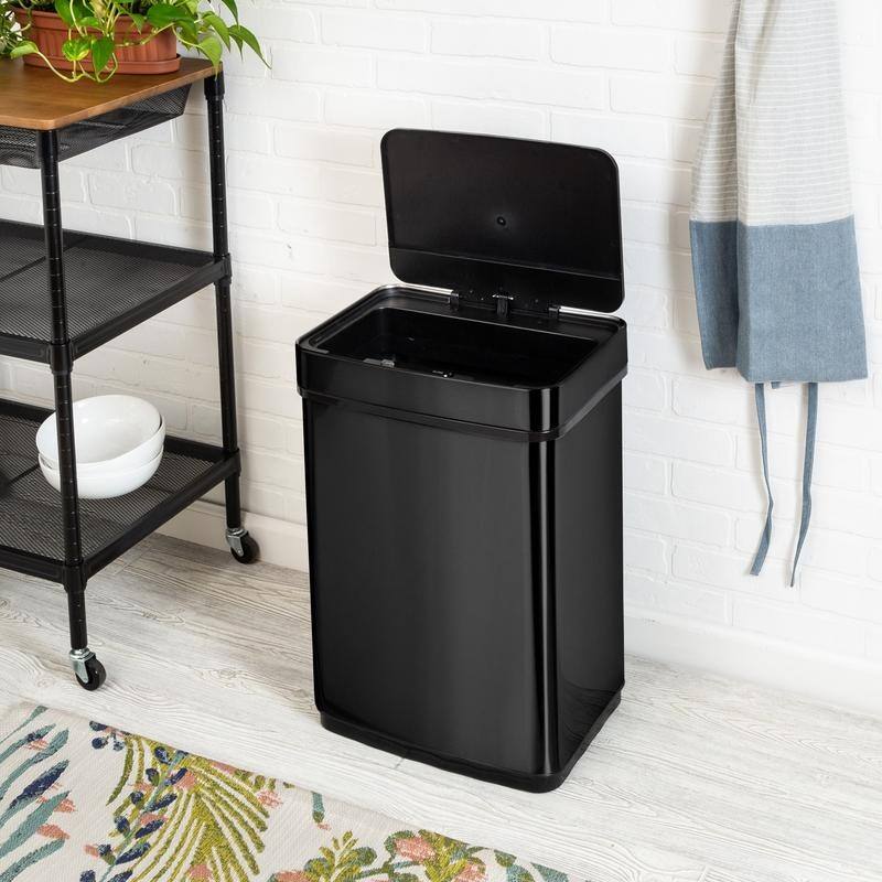 50L Black Stainless Steel Motion Sensor Trash Can