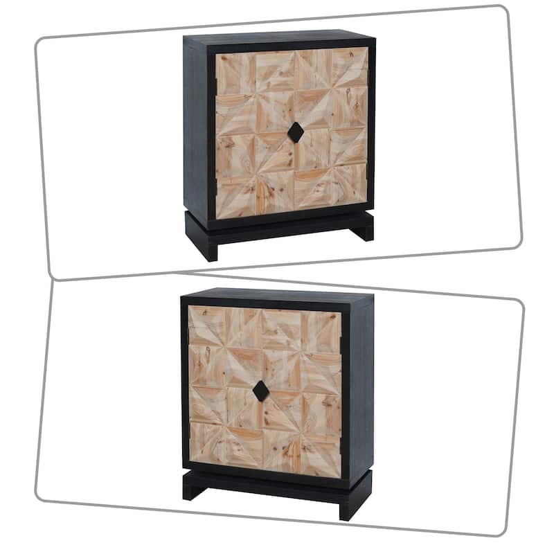 Modern and artistic decorative cabinet with 3D doors and wooden base, shelves for bedroom, living room and hallway.