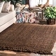 preview thumbnail 43 of 46, Brooklyn Rug Co Delilah Solid Chunky Jute Tassel Area Rug 6' x 9' - Brown