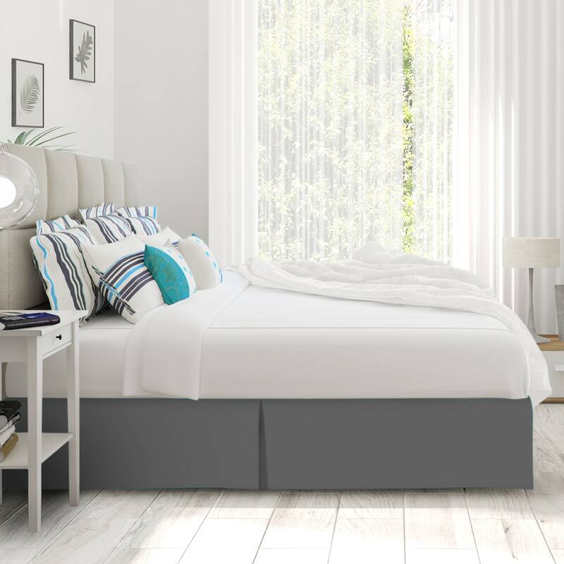 Clara Clark Pleated Bed Skirt-14 inch Tailored Drop - Soft Double Brushed Premium Microfiber Ruffle Bed Skirt - Includes 8 Pins