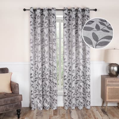 Superior Modern Bohemian Leaves Room Darkening Curtains with Grommets