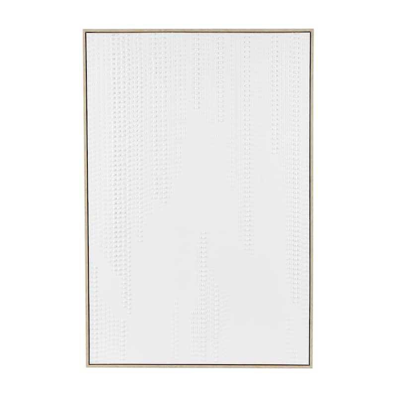 Wooden Abstract Dimensional Dot Living Room Wall Decor with Brown Wooden Frame - White - Roche River Decor - White