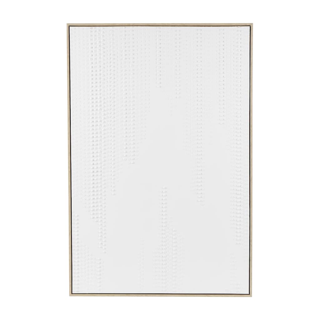 Wooden Abstract Dimensional Dot Living Room Wall Decor with Brown Wooden Frame - White - Roche River Decor