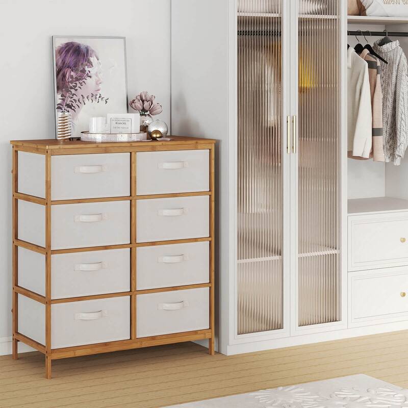 Coatway 8 Drawers Dresser with Removable Fabric Bins, Chest of Drawers