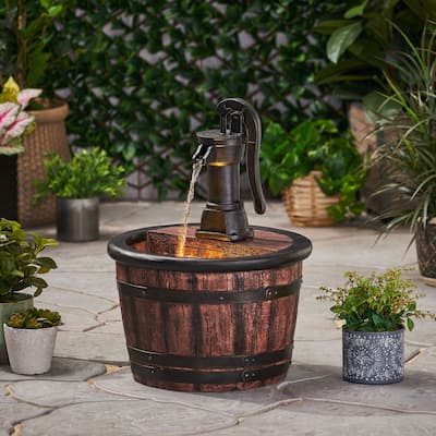26.5" High Hand Crafted Weather Resistant Floor Fountain with Light