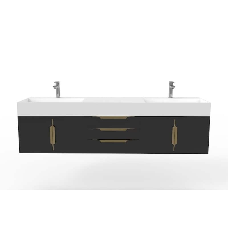 Amazon 72" Wall Mounted Bathroom Vanity Set w/ White Top