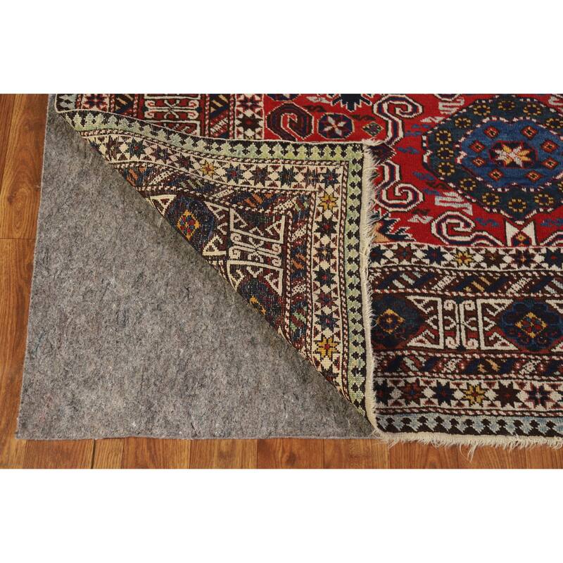 Hand Knotted Oriental 100% Wool Carpet Traditional Geometric Red Kazak Area Rug - 6' 3'' X 4' 5''