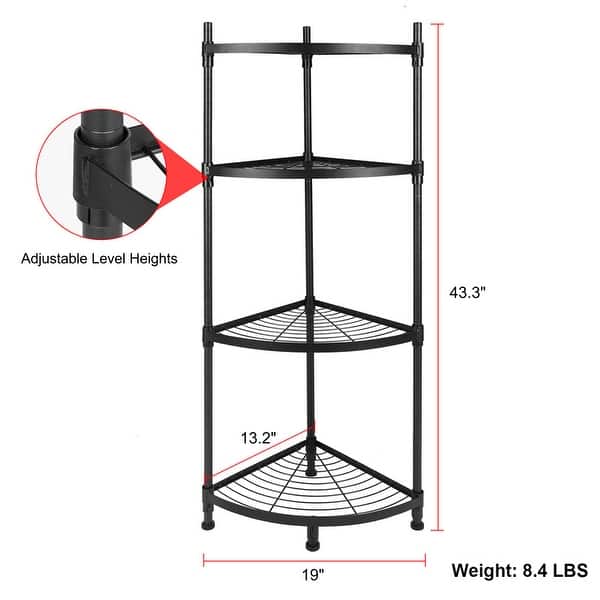 4 Tier Corner Display Rack Metal Shelving Unit Bookcase Storage Rack ...