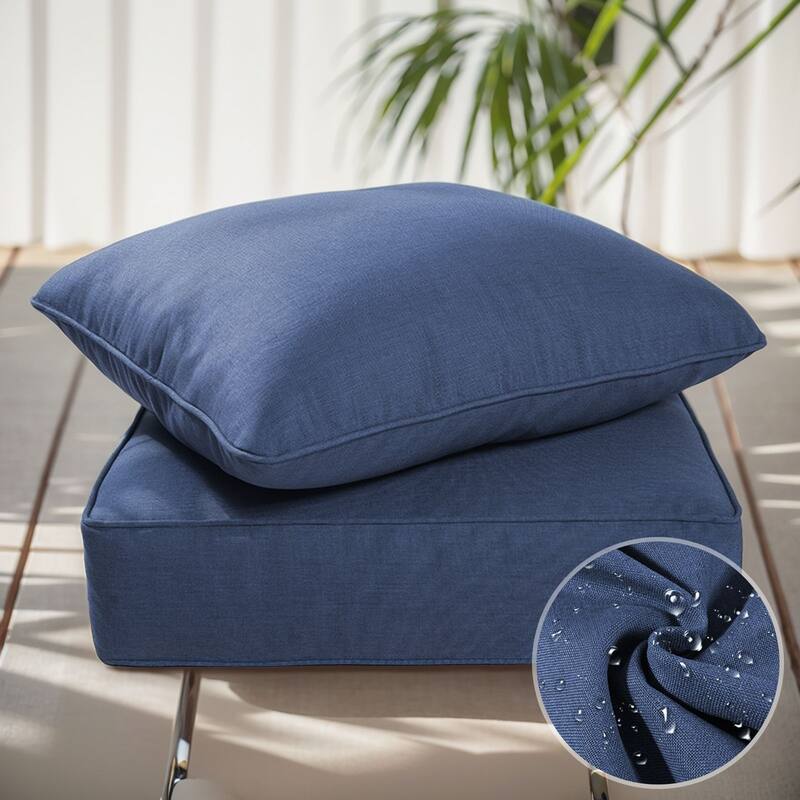 Gymojoy 24"x22"x6" Patio Thick Cushions & Pillows Set - Deep Seat Indoor/Outdoor Water & Fade Resistant