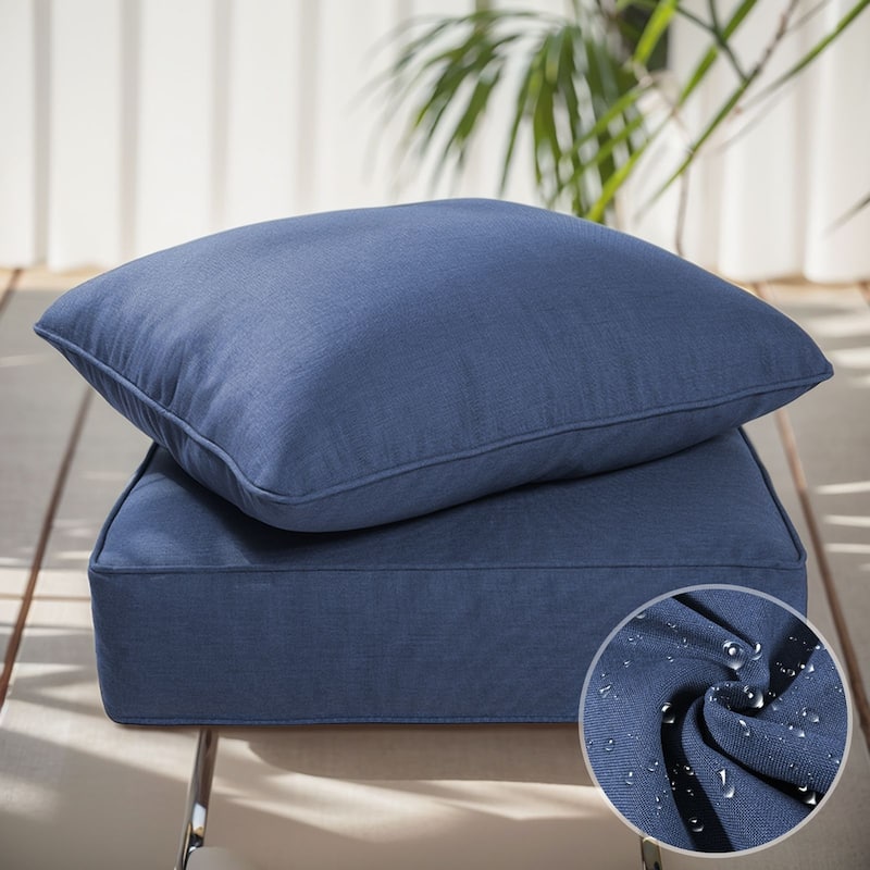 Gymojoy 24"x24"x6" Thick Cushions & Pillows Set - Deep Seat Indoor/Outdoor Water & Fade Resistant
