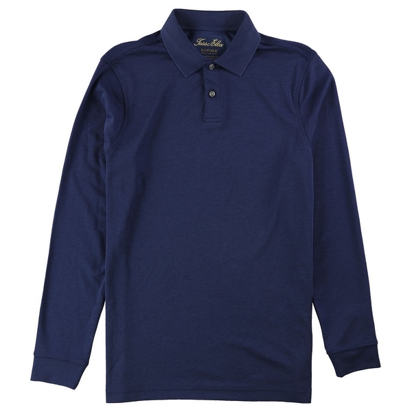 Tasso Elba Mens Supima Long Sleeve Polo Rugby Shirt Reds