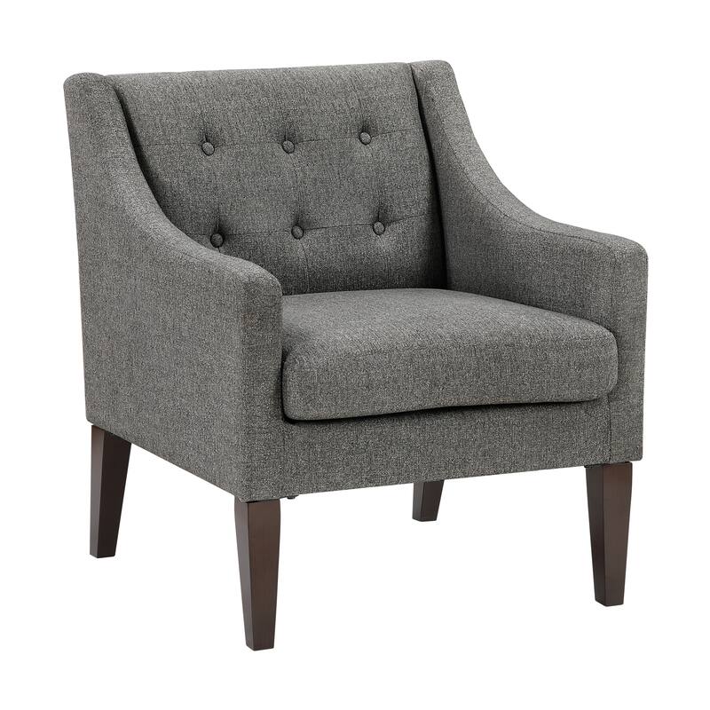Laertes 26" Textured Fabric Accent Chair - Button-Tufted Chair Back - Dark Gray
