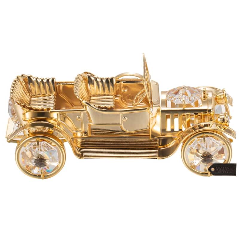Matashi 24K Gold Plated Highly Polished Vintage Car Ornament with Genuine Matashi Crystal