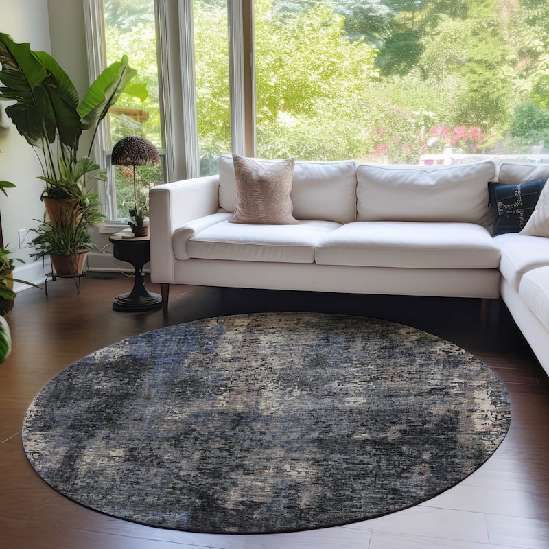 Machine Washable Indoor/ Outdoor Chantille Contemporary Abstract Rug