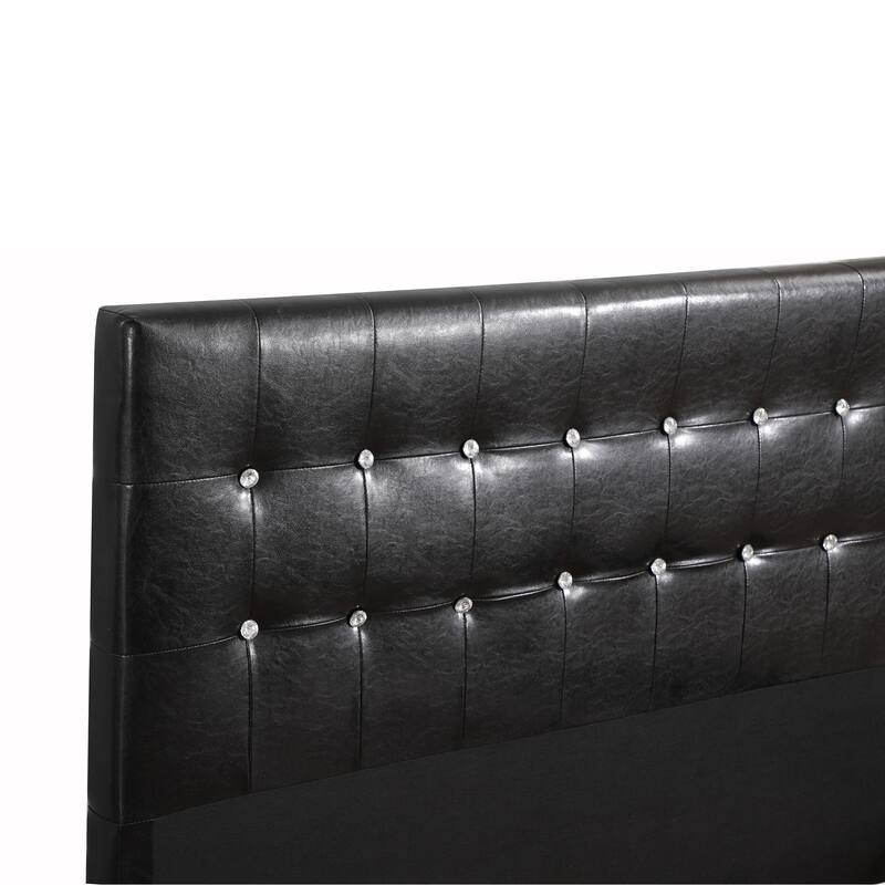 Full Button Faux Leather Panel Bed - 83" - Black