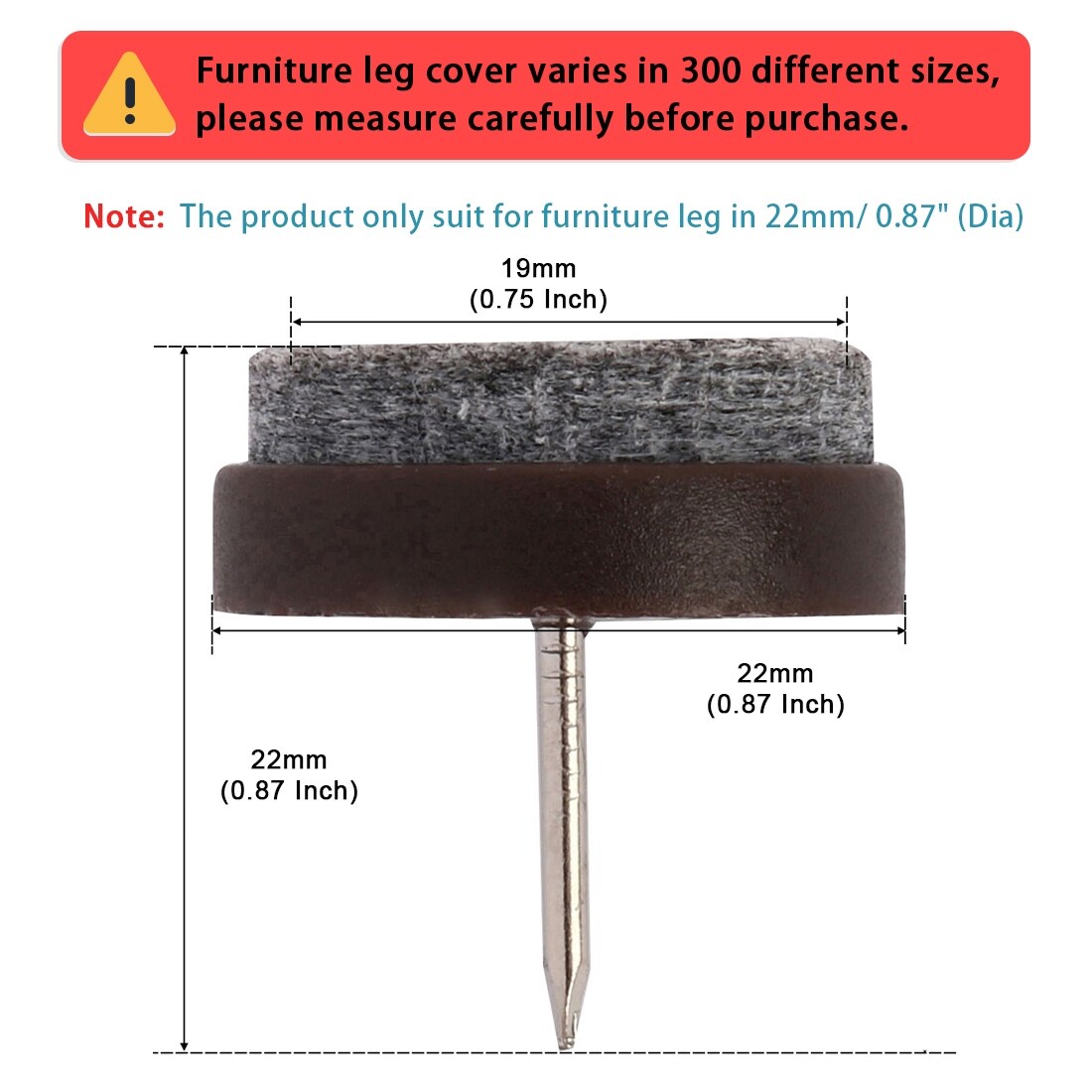 50pcs Brown DIY Chair Table Couch Feet Leg Felt Floor Protector