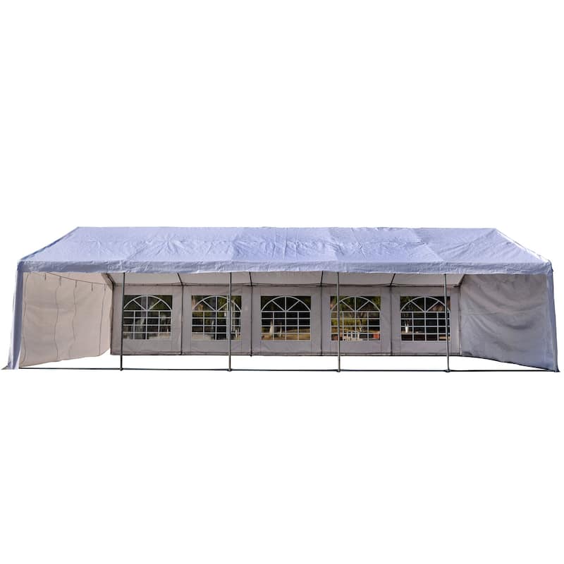 Outsunny Large White Outdoor Canopy Tent w/ Removable Protective Sidewalls