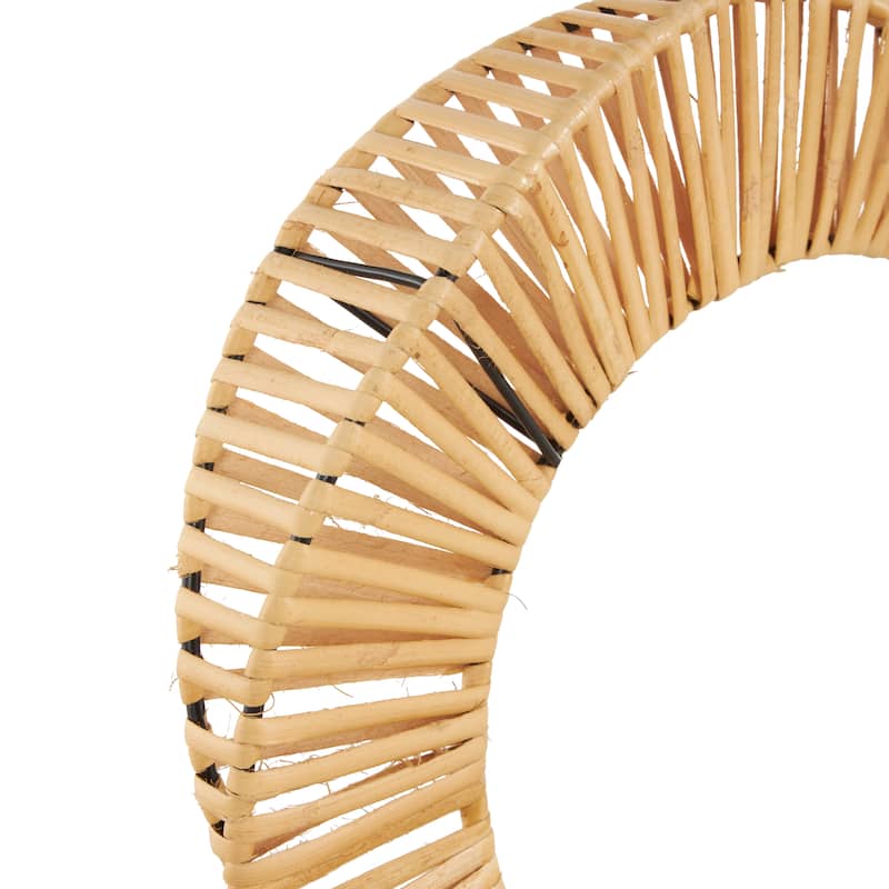 Brown Rattan Handmade Mobius Strip Inspired Abstract Sculpture with White Marble Base