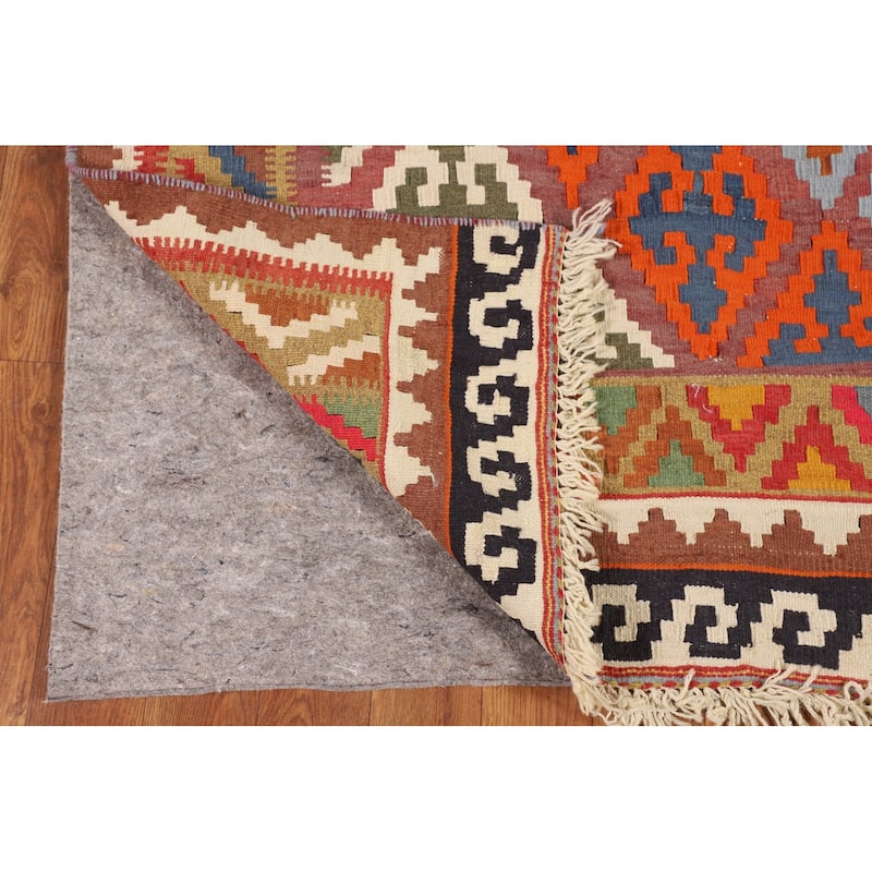 Reversible Kilim Qashqai Vegetable Dye Persian Vintage Wool Carpet - 5'0"x 9'0"