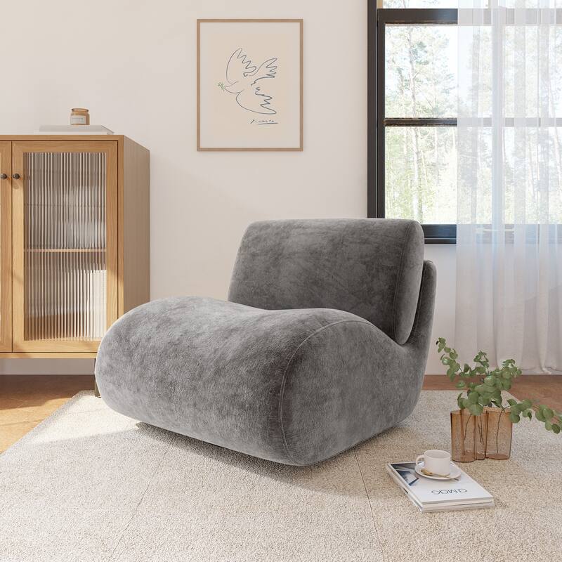 UIXE 33" Swivel Upholstered Aceent Chair Comfy Slipper Chair