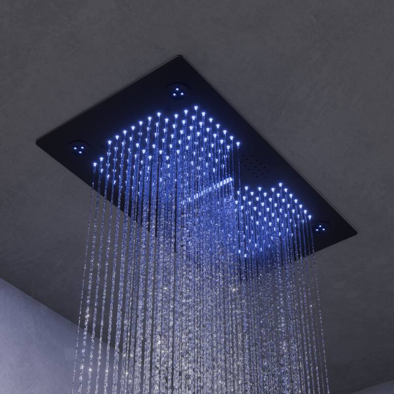 GRANDJOY LED Music Shower System 28"&6" Dual Shower Heads with 3 Body Jets