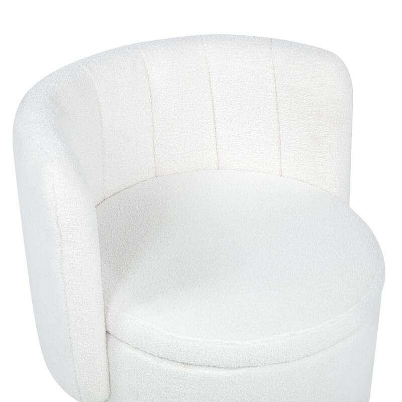 Swivel Accent Chair with Curved Backrest, Boucle Upholstered Lounge Chair, Barrel Sofa Chair with Hidden Storage