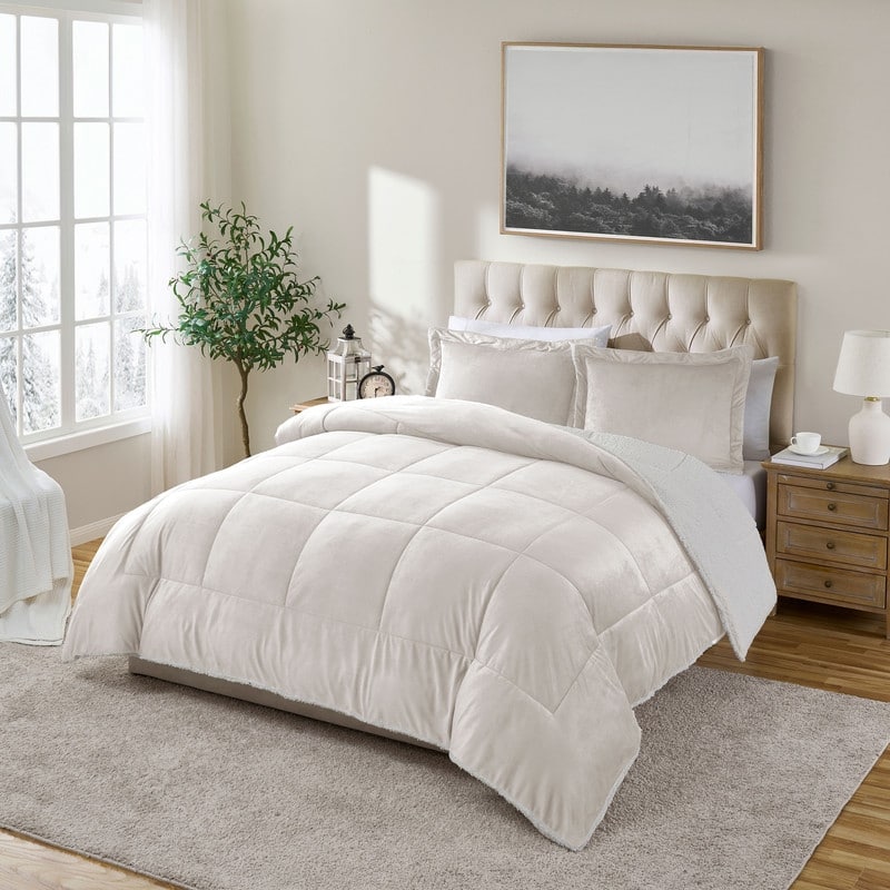 Swift Home Reversible Micromink and Sherpa Down Alternative Bedding Comforter Set