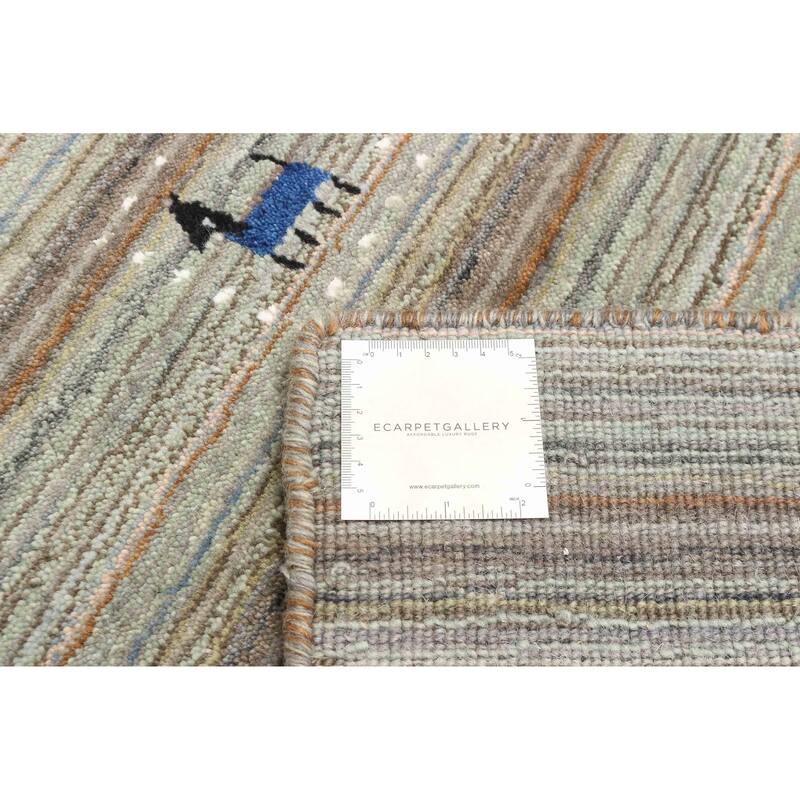 ECARPETGALLERY Hand Loomed Kashkuli Gabbeh Light Green Wool Rug - 3'2 x 4'11