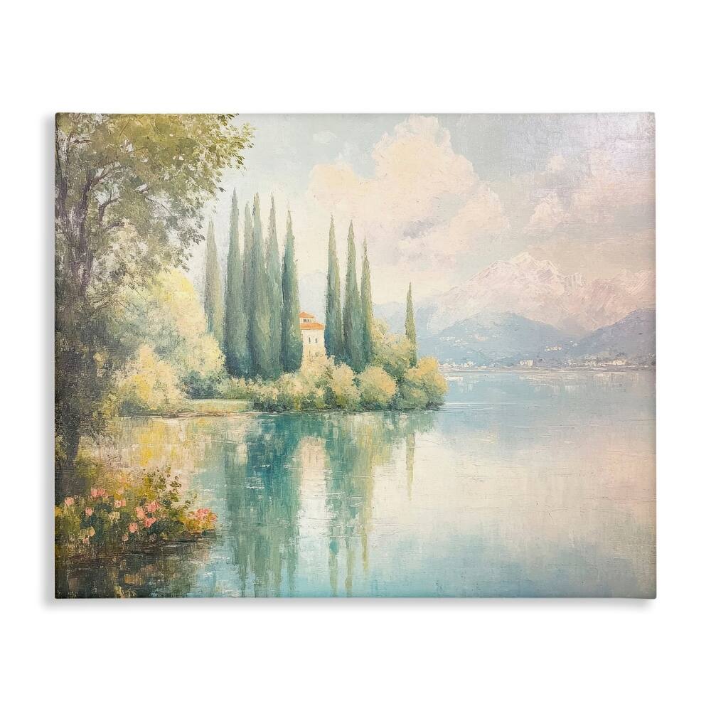 Stupell Lakeside Mansion View Canvas Wall Art Design By Petal Prints Design