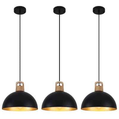 3-Light Rustic Hanging Kitchen Island Pendant Light with Metal Shaded for Dining Room