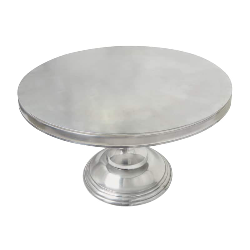 Aluminum Metal Sleek Ball Centered Base Coffee Table - Silver - Roche River Decor - 30"Wx30"Lx19"H