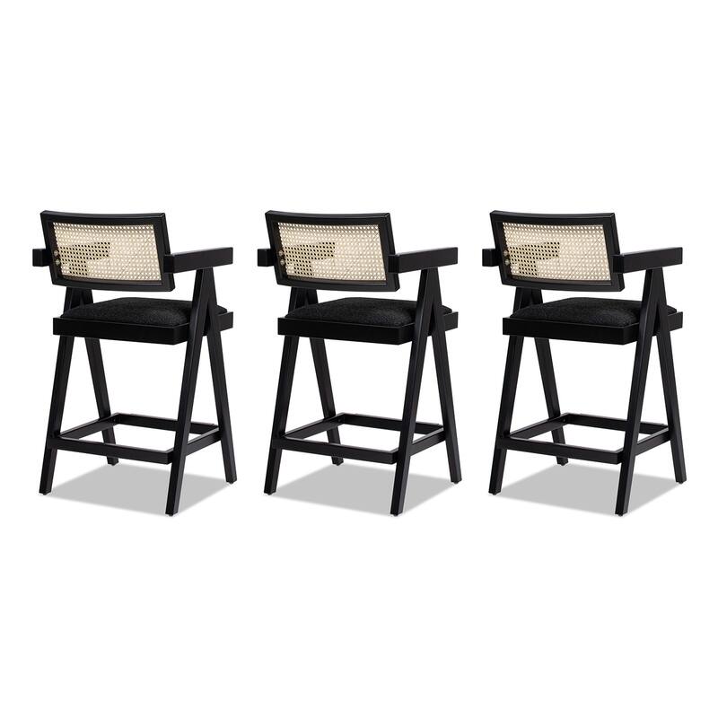 Modern Resin Webbing Back Bar Stool with Arms