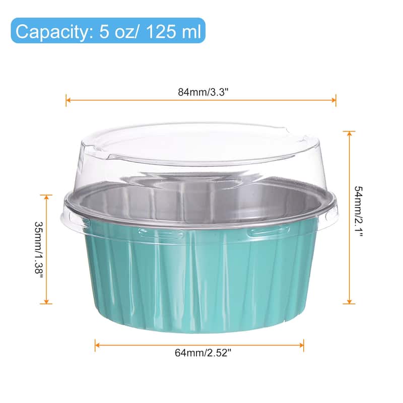 50Pcs Baking Cups with Lid 5oz Aluminum Foil Liners Mini Cups
