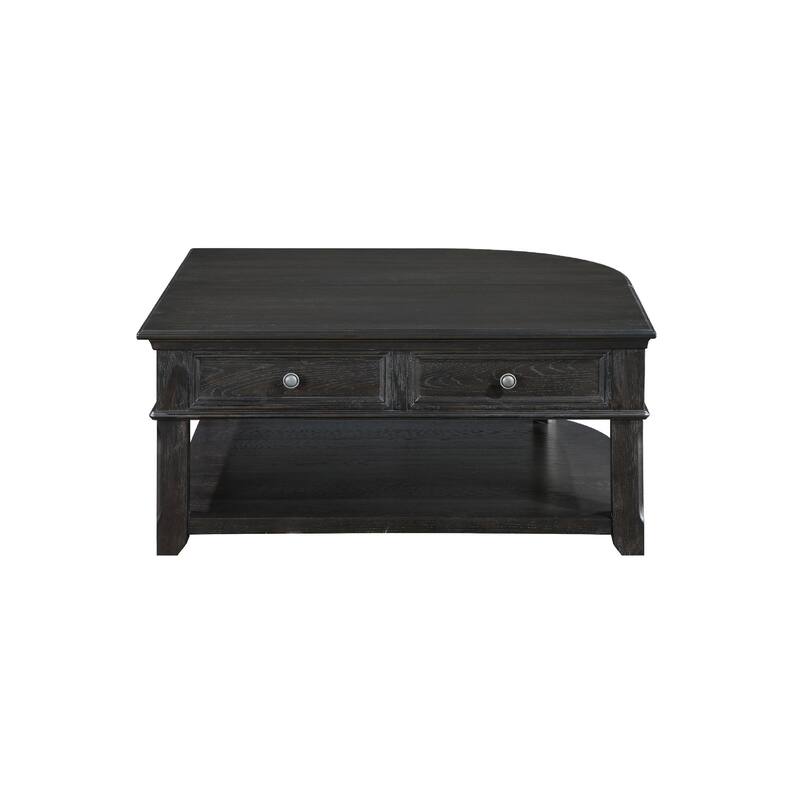 Riel Cocktail Coffee Table w Storage, 38 Inch Lift Top, Charcoal Black