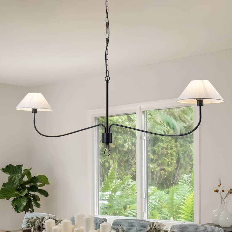 Starsky 2-Light Linear Pendant with Fabric Shade - Black