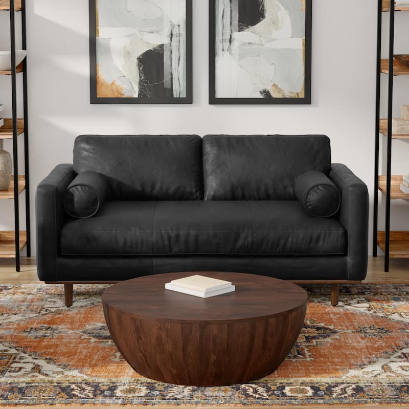 WYNDENHALL Brixley 72 inch Wide Mid-Century Modern Sofa - 72"W x 38.25"D x 34"H - Lead Black