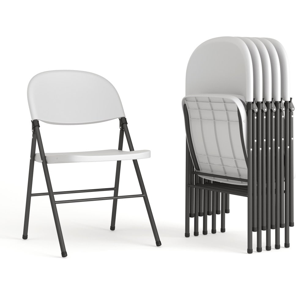6 PK 330 lb. Capacity Plastic Folding Chair with Charcoal Frame