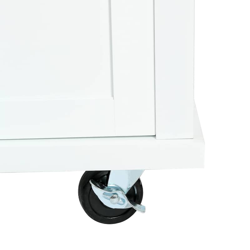 Kitchen Island Cart with Solid Wood Top and Locking Wheels