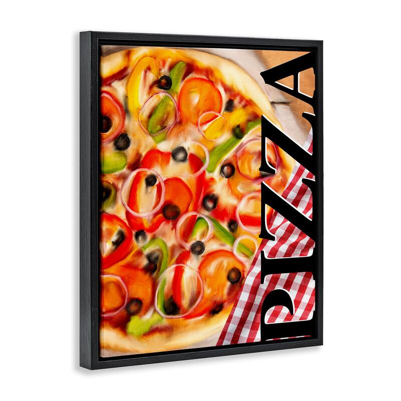 Stupell Gourmet Traditional Pizza Framed Floater Canvas Wall Art Design By Kim Allen