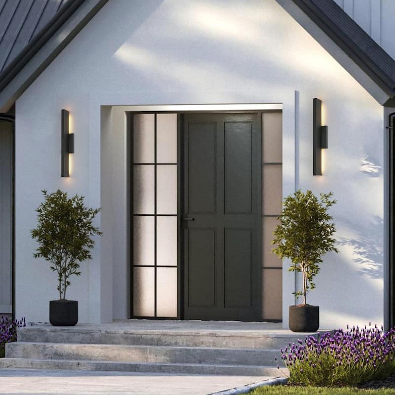 23.6" Modern Black Outdoor Wall Light - 37W 3000K Warm Light, IP54 Waterproof Linear Fixture for Patio & Porch