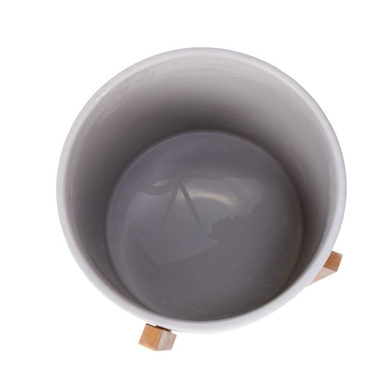 Liam Modern Ceramic Planter with Wood Legs