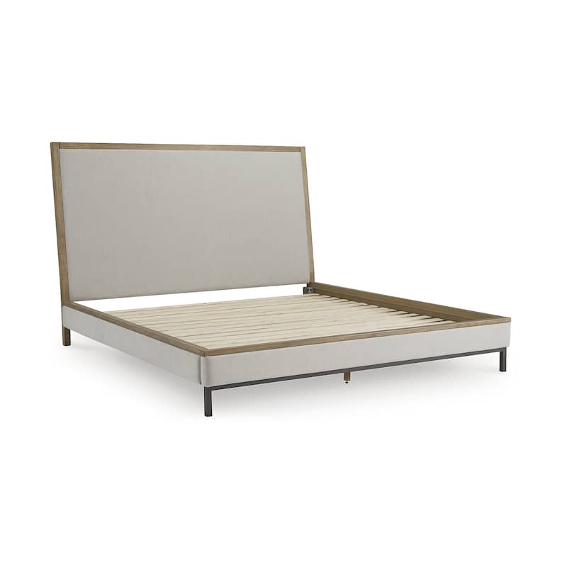 Signature Design by Ashley Tomtyn Beige/Light Brown Upholstered Platform Bed